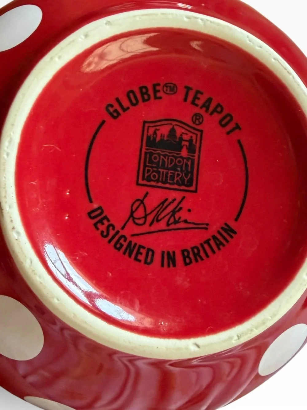 London Pottery Polka Dot Globe Teapot Red White David Birch Design